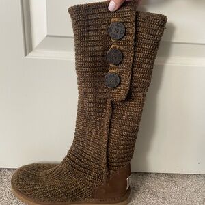 UGG Brown Knit Button Boots